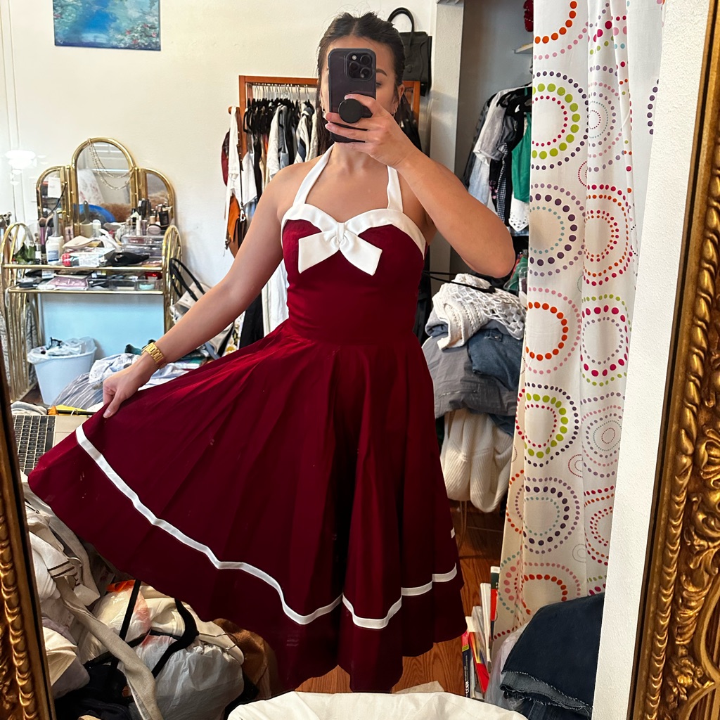 Custom Made 50s Style Halter Swing Dress